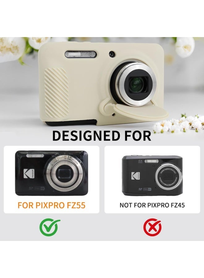 VKL Case for Kodak PIXPRO FZ55, Soft Silicone Protective Cover for PIXPRO FZ55 Digital Camera - with Removable Lens Cover - Slim Fit & Anti-Scratch - Off White - Image 2
