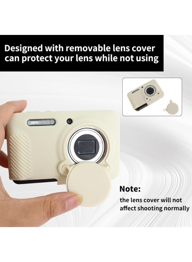VKL Case for Kodak PIXPRO FZ55, Soft Silicone Protective Cover for PIXPRO FZ55 Digital Camera - with Removable Lens Cover - Slim Fit & Anti-Scratch - Off White - Image 3