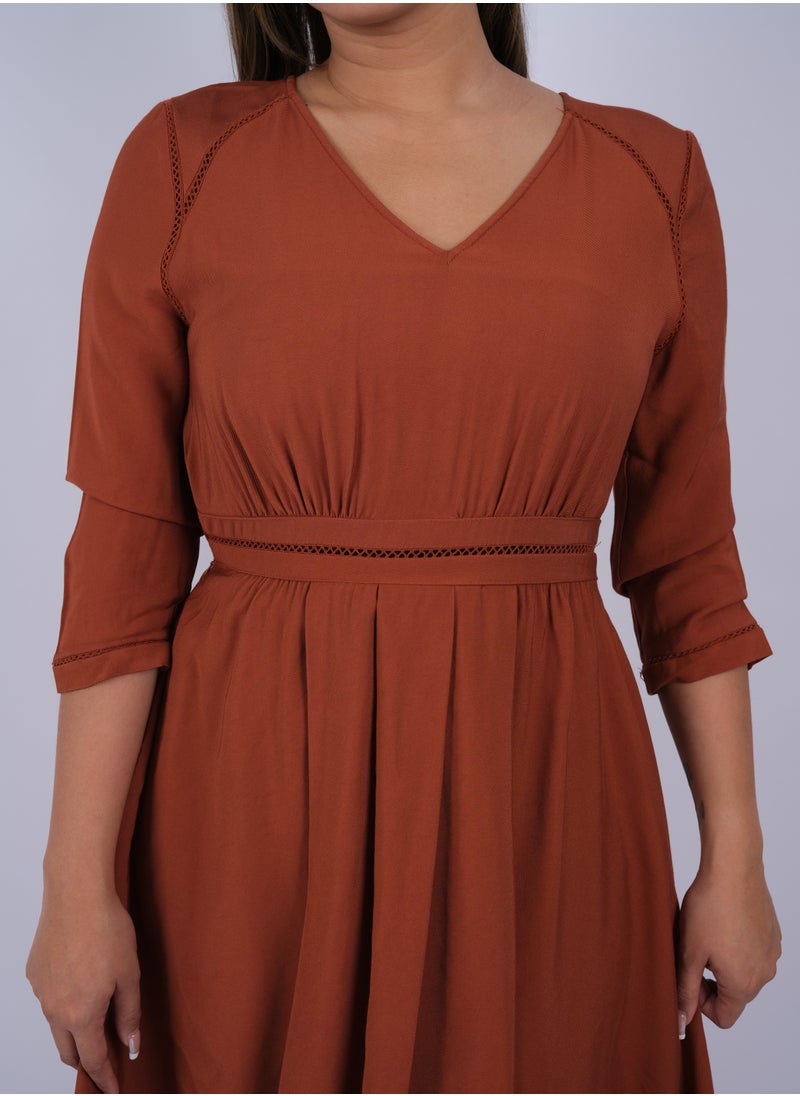 ONLY - Women's Knee Length Pleated Dress in Arabian Spice - Image 1