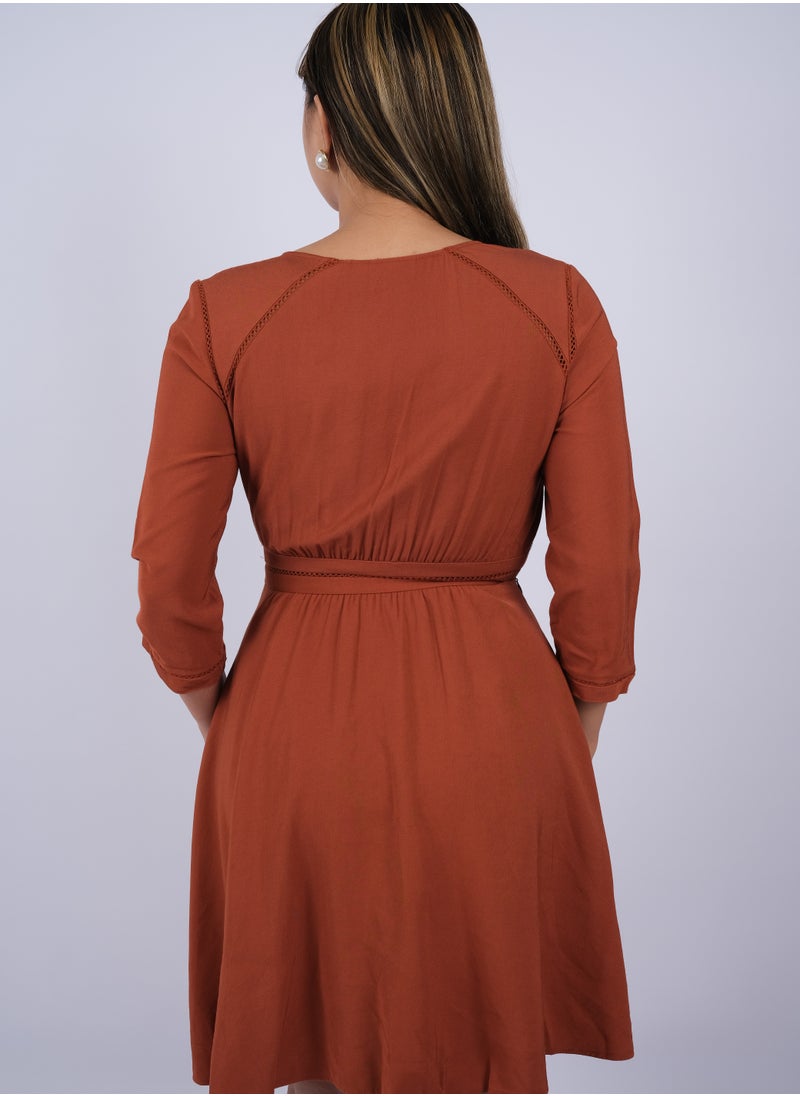 ONLY - Women's Knee Length Pleated Dress in Arabian Spice - Image 1