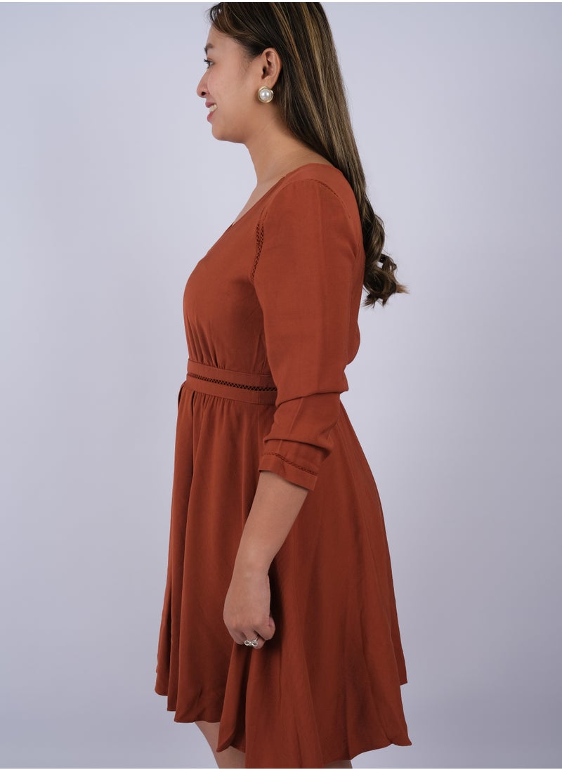 ONLY - Women's Knee Length Pleated Dress in Arabian Spice - Image 1