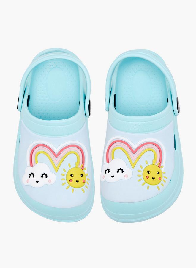 Aqua Girls Rainbow Applique Clogs - Image 3