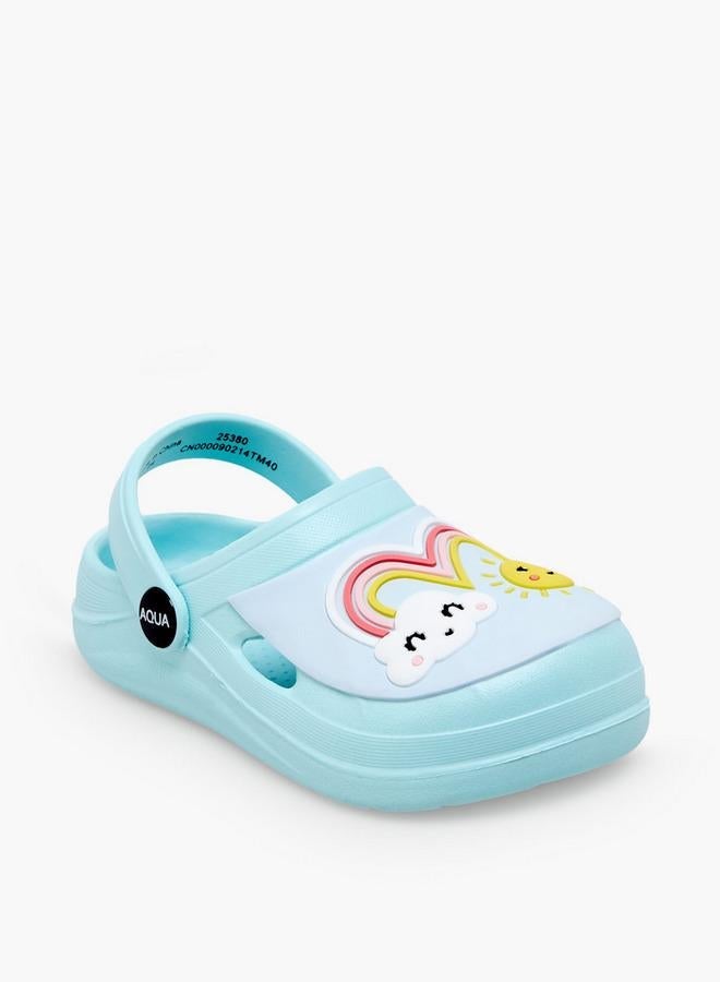 Aqua Girls Rainbow Applique Clogs - Image 2