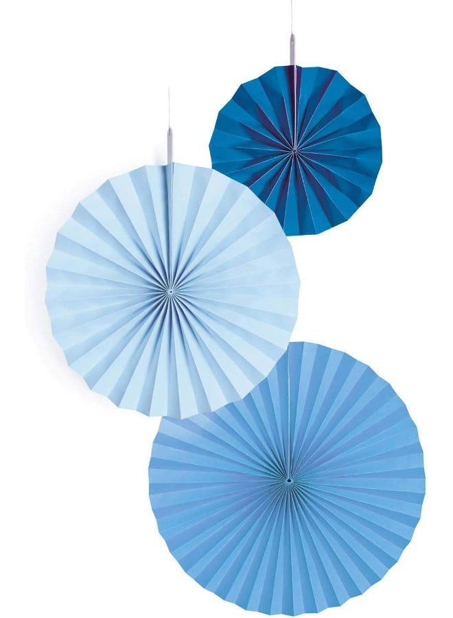 Amscan Sky Blue Paper Fan Decorations 3pcs
