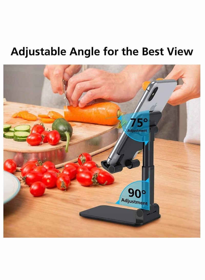 KASTWAVE Phone Holder, Tablet Holder, Adjustable Phone Stand for Desk, Foldable, Portable, Compatible with 4.7 inch to 9.7 inch screen (Black) - Image 5