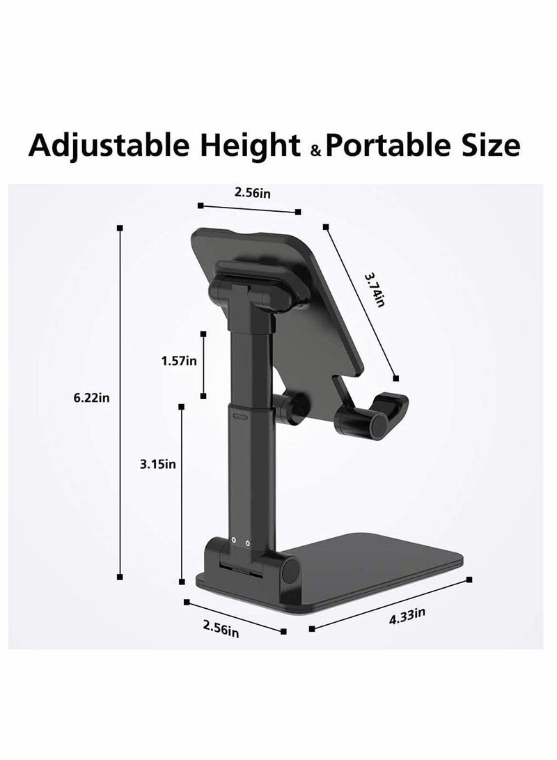 KASTWAVE Phone Holder, Tablet Holder, Adjustable Phone Stand for Desk, Foldable, Portable, Compatible with 4.7 inch to 9.7 inch screen (Black) - Image 2