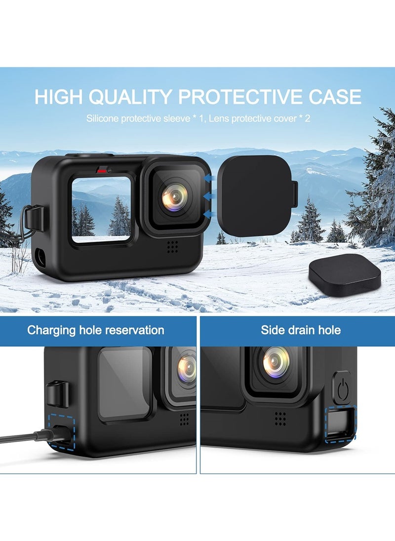 SYOSI Silicone Sleeve with Lanyard and 6 Pcs Tempered Glass Screen Lens Protector for GoPro Hero 10 Black  - Image 2