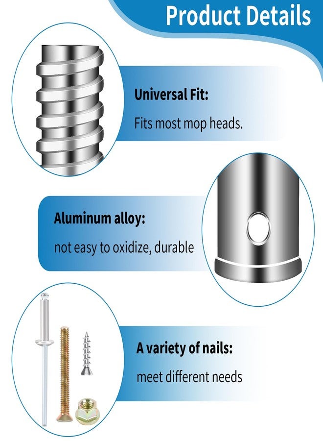 Sliverdew 3/4" (0.8") Threaded Tip Replacement,Ultra Threaded Tip Repair Kit Metal Threaded Handle Tips for Wood or Metal Poles Handle Replacement Extension Pole Adapter for Mop,Broom,Household Cleaning Tools - Image 3