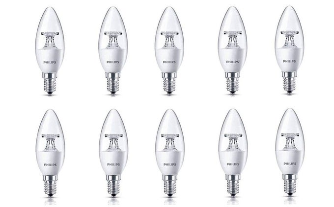 E14 CLEAR CANDLE 400-LUMEN DECORATIVE WALL LIGHTS (4W, WARM WHITE, PACK OF 10)