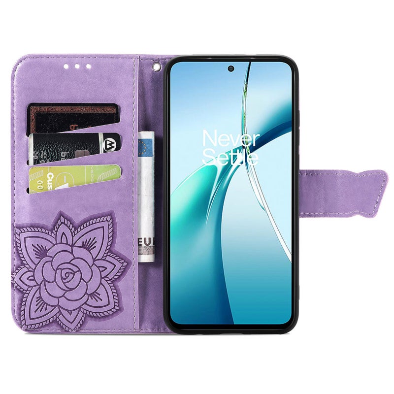 HuHa Protective Cover For Nothing Phone 2a Plus Butterfly Love Flower Embossed Leather Phone Case(Light Purple) - Image 3