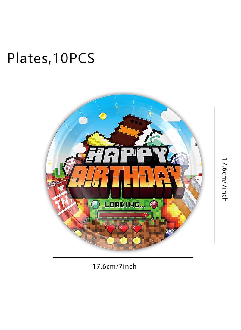 Generic 10pcs 7 inch Minecraft theme disposable plates party supply dishes kids birthday party  decoration tableware 