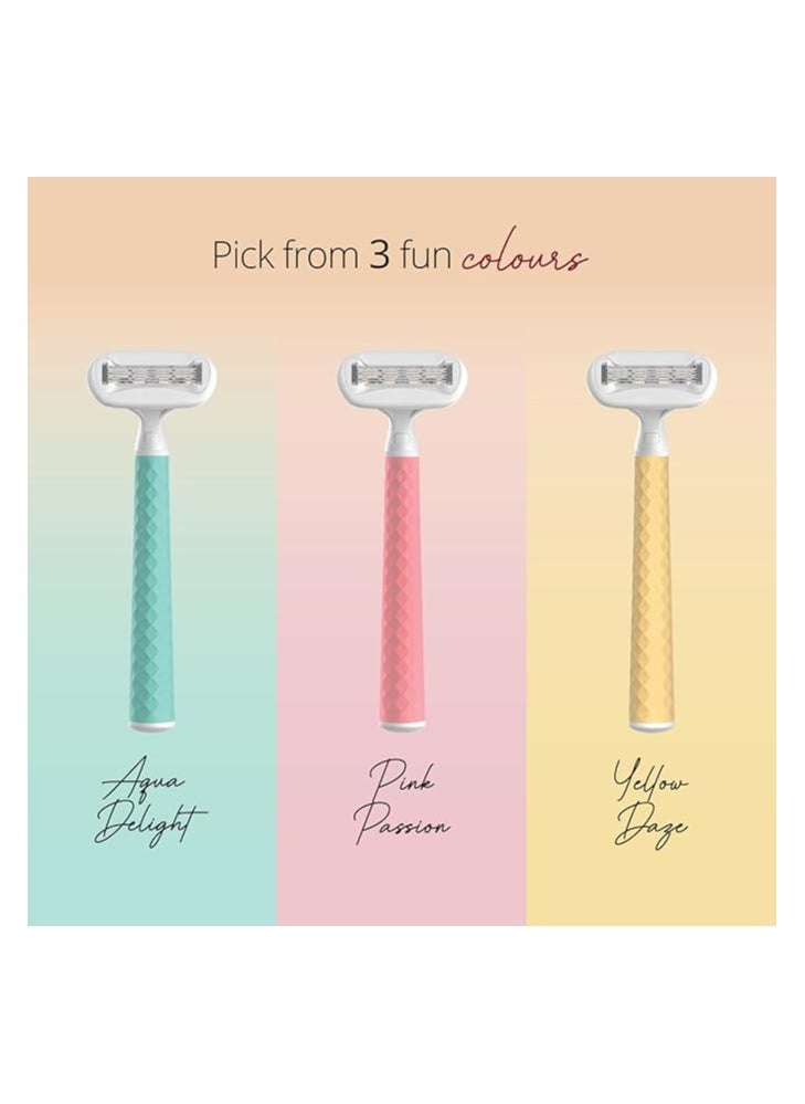 CARMESI Carmesi Body Razor Swing Moisture Ribbon With Aloe Vera & Vit E Smooth Glide-Helps Reduce Irritation-Textured Handle Swings & Swerves Along Your Curves Pain-Free Hair Removal 2-Way Pivot Pink Passion  - Image 3