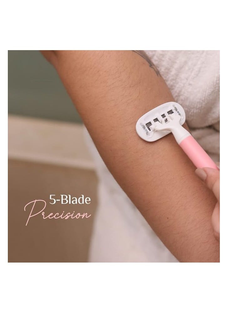 CARMESI Carmesi Body Razor Swing Moisture Ribbon With Aloe Vera & Vit E Smooth Glide-Helps Reduce Irritation-Textured Handle Swings & Swerves Along Your Curves Pain-Free Hair Removal 2-Way Pivot Pink Passion  - Image 5