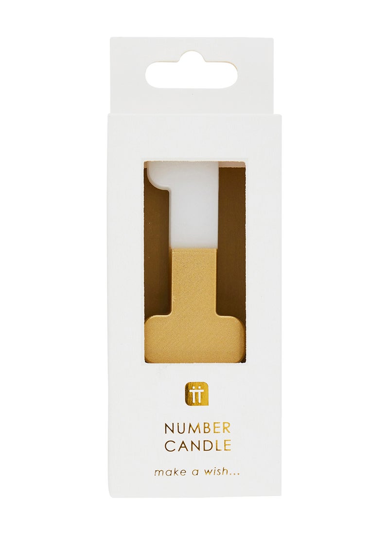 Talking Tables - We Heart Birthdays Number Candle 1, Gold. - Image 1