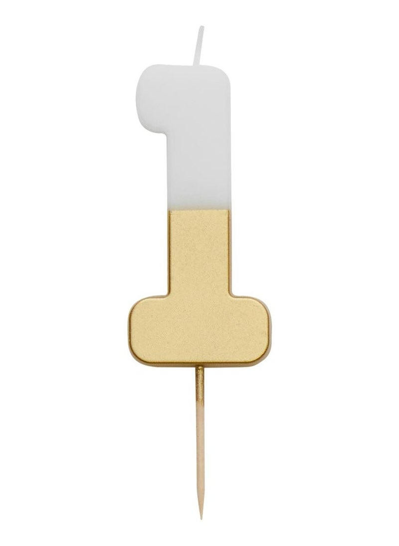 Talking Tables - We Heart Birthdays Number Candle 1, Gold. - Image 1