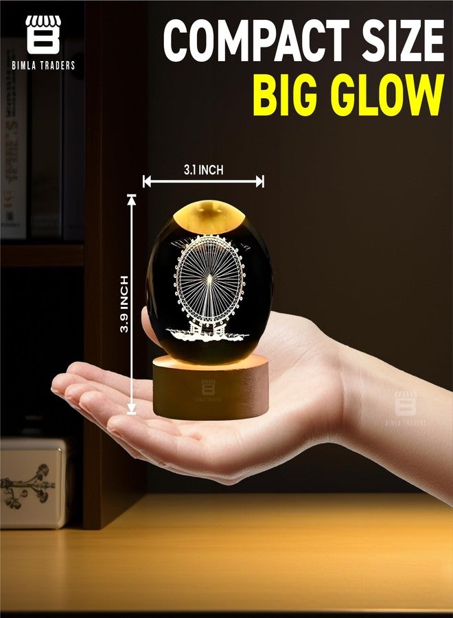BTfash 3D Ferris Wheel Night Lamp, Creative Engraved Crystal Ball Night Light for Home Decoration Best Gift for Any Occasion (Ferris Wheel) - Image 4