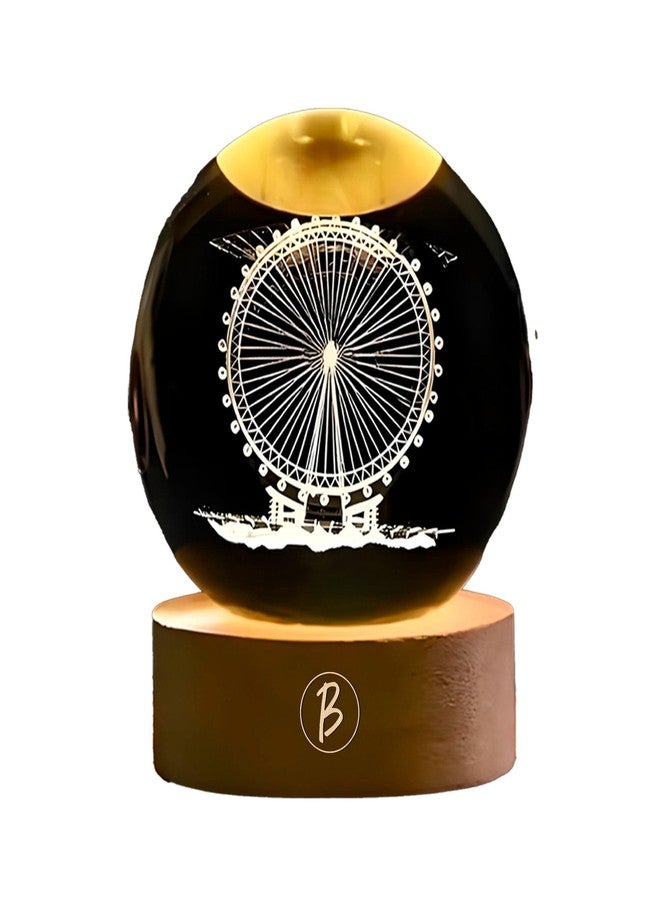 BTfash 3D Ferris Wheel Night Lamp, Creative Engraved Crystal Ball Night Light for Home Decoration Best Gift for Any Occasion (Ferris Wheel) - Image 1