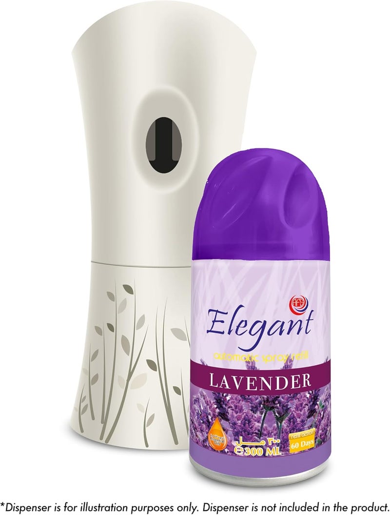 AFS Elegant Elegant Automatic Spray REFILL – LAVENDER – 300ML – Pack of 6, 6-Pack (300ML x 6 Pcs) – Air Freshener REFILL for Home And Bathroom, Made With ESSENTIAL OILS (Pack of 6) - Image 2