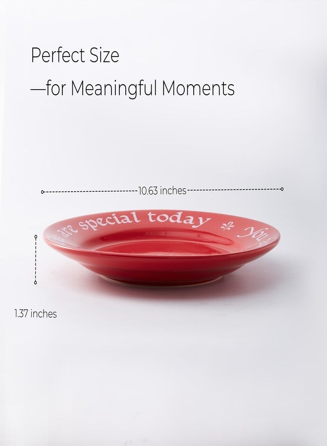 FAQQI You Are Special Today Red Plate – 10.63-Inch Ceramic Celebration Plate for Birthdays, Weddings, Anniversaries, Baby Showers, Graduations, and Life’s Milestones – Classic Red Keepsake Dish - Image 3
