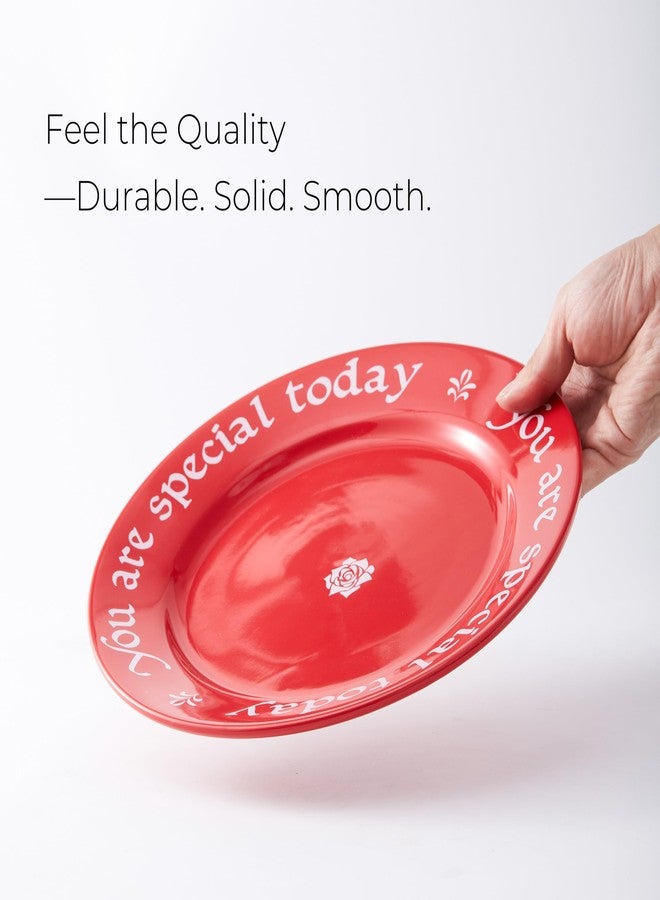 FAQQI You Are Special Today Red Plate – 10.63-Inch Ceramic Celebration Plate for Birthdays, Weddings, Anniversaries, Baby Showers, Graduations, and Life’s Milestones – Classic Red Keepsake Dish - Image 4