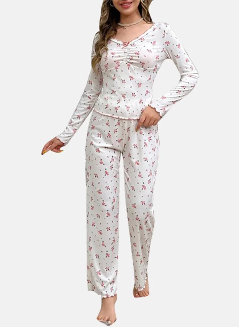 يونيكي White Printed Pyjamas & Top