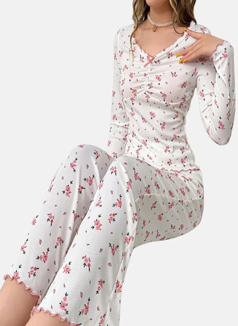 YUNIQEE White Printed Pyjamas & Top