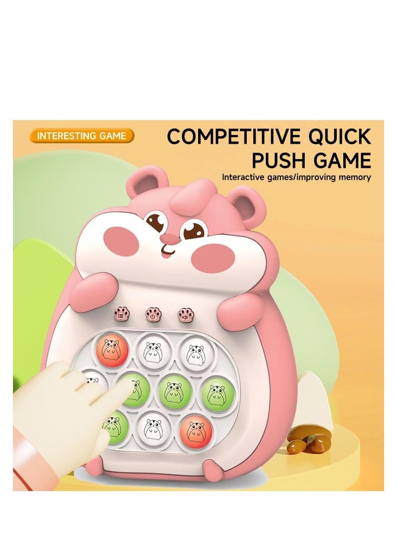 Excefore Puzzle Pop Light Up Game, Fidget Travel Games, Quick Push Game Toys, Handheld Puzzle Game Sensory Toys, Gift for Kids 3-12 for Boys and Girls (Pink Hamster) - Image 2