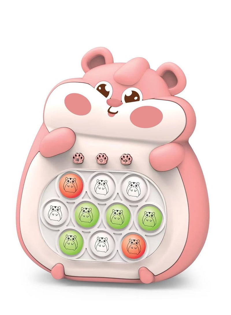 Excefore Puzzle Pop Light Up Game, Fidget Travel Games, Quick Push Game Toys, Handheld Puzzle Game Sensory Toys, Gift for Kids 3-12 for Boys and Girls (Pink Hamster) - Image 1