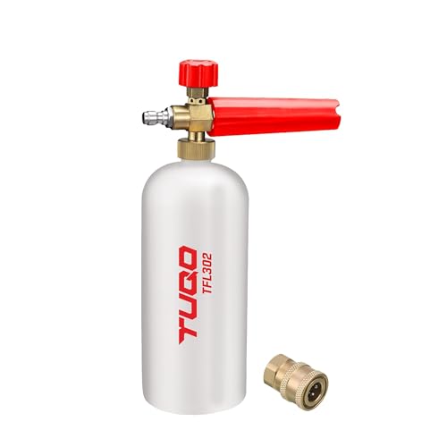 TUQO Heavy Duty Adjustable Foam Lance 1L Bottle with Brass Nozzle & 1 Brass Quick Connector | Professional Series for Pressure Washers | High Foaming Car Wash Pack- TFL302 - Image 1