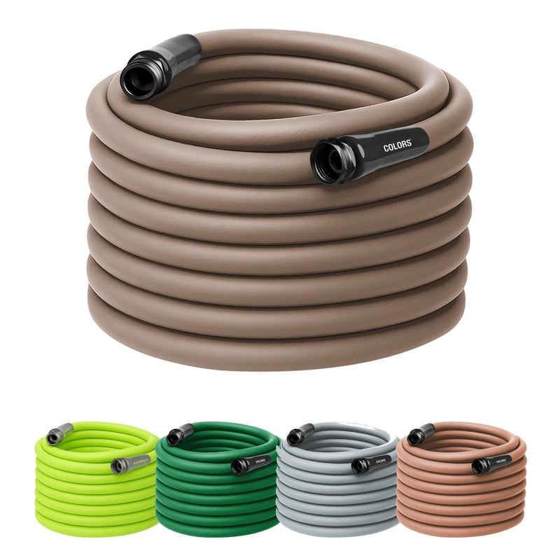 Flexzilla Colors Garden Hose 5/8 in. x 100 ft., Lightweight All-Weather Water Hose, Durable and Flexible, Leak-Free Connections, Brown Mulch - Image 1