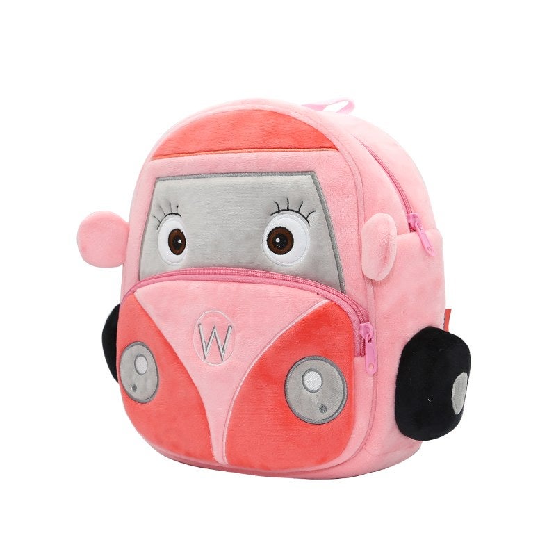 Plush Kids Backpack, Wagon Car Vehicle Design, Soft Lightweight School Bag for Toddlers and Preschool Kids - Image 2