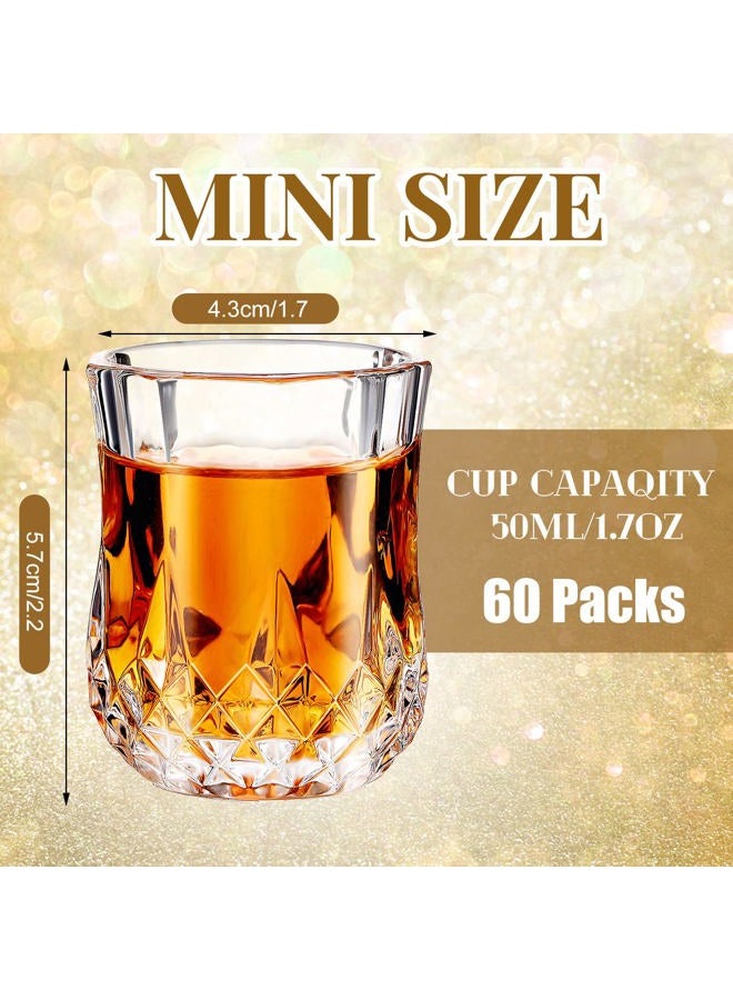 Meanplan Mini Shot Glasses Set Tasting Glasses Heavy Base Clear Shot Cup Cute Cordial Mini Wine Cups for Serving Whiskey, Wine, Juice (1.7oz,60 Pcs) - Image 2