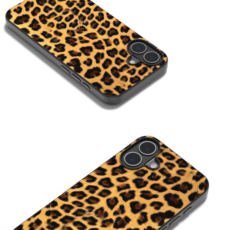 HuHa Protective Cover For iPhone 16 Black Frame Leopard Phone Case(Golden Leopard) - Image 2