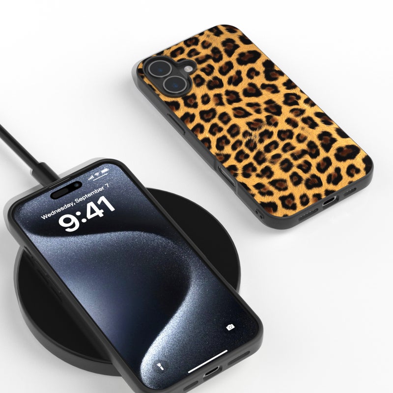 HuHa Protective Cover For iPhone 16 Black Frame Leopard Phone Case(Golden Leopard) - Image 4