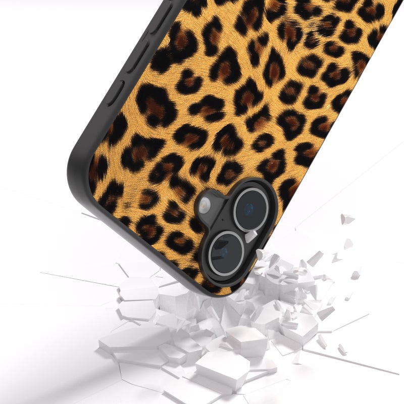 HuHa Protective Cover For iPhone 16 Black Frame Leopard Phone Case(Golden Leopard) - Image 3
