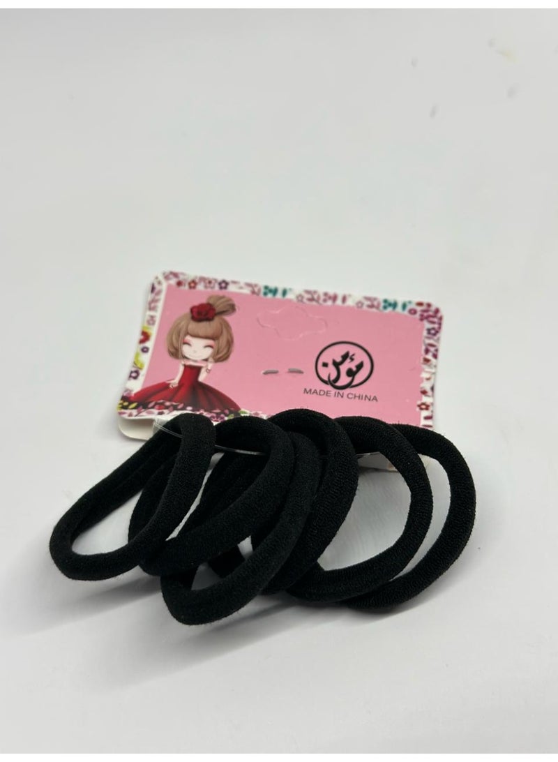 Baby Hair Ties, Cotton Hair Ties for Kids Girls Small Soft Hair Bands for Ponytail Holder black 6PCS - Image 3