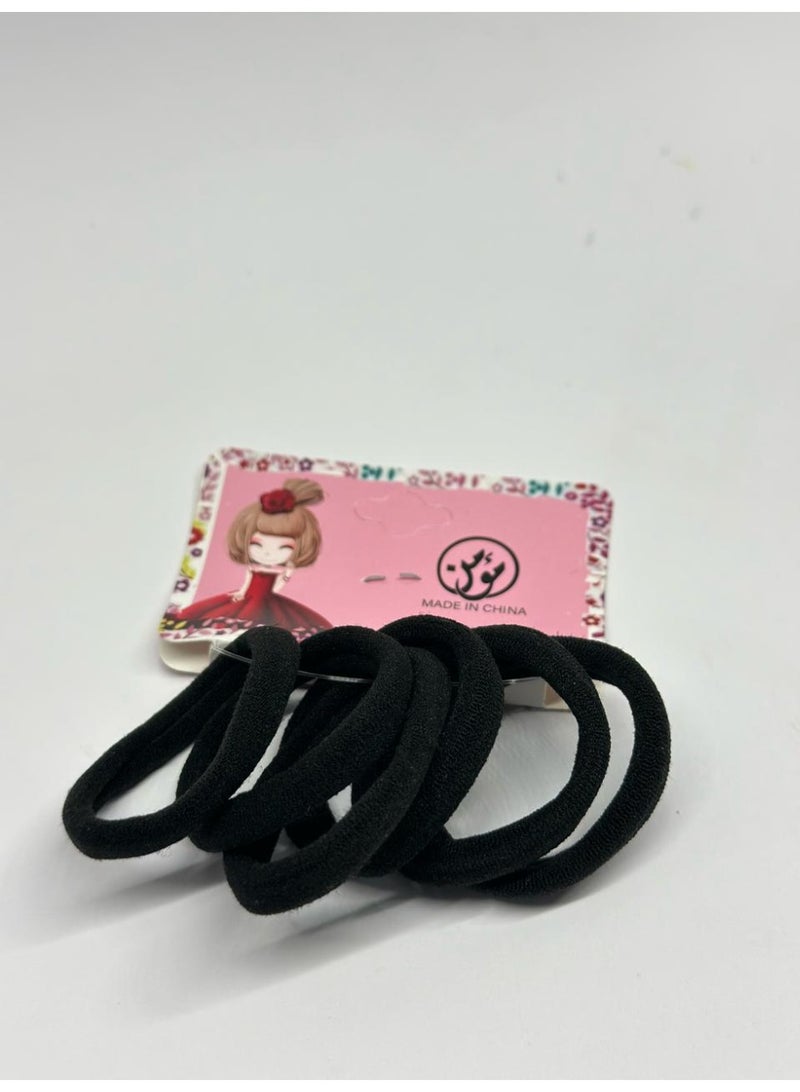 Baby Hair Ties, Cotton Hair Ties for Kids Girls Small Soft Hair Bands for Ponytail Holder black 6PCS - Image 1