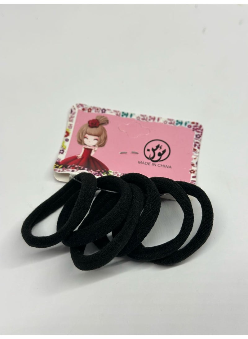 Baby Hair Ties, Cotton Hair Ties for Kids Girls Small Soft Hair Bands for Ponytail Holder black 6PCS - Image 2