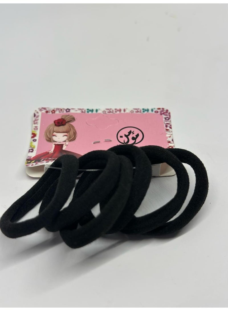 Baby Hair Ties, Cotton Hair Ties for Kids Girls Small Soft Hair Bands for Ponytail Holder black 6PCS - Image 4