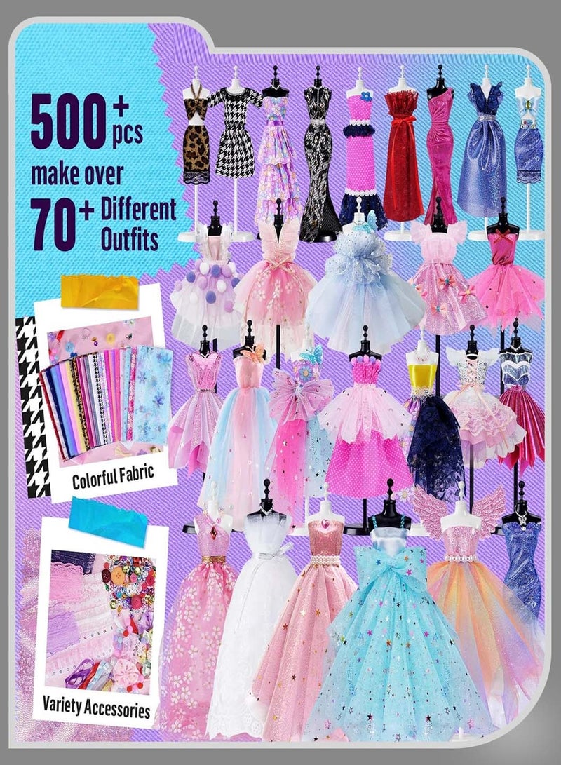 Moovant 500PCS Fashion Designer Kit for Girls, DIY Craft & Art Design Tool Set for Kids, Toy Doll Clothing Sewing Kit - Image 2