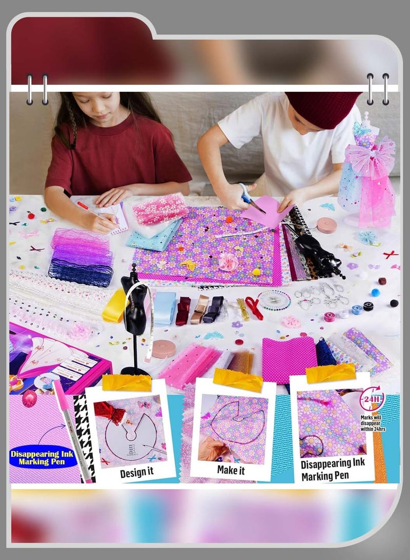 Moovant 500PCS Fashion Designer Kit for Girls, DIY Craft & Art Design Tool Set for Kids, Toy Doll Clothing Sewing Kit - Image 5
