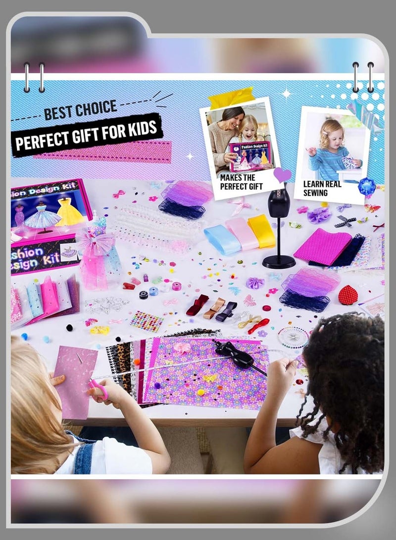 Moovant 500PCS Fashion Designer Kit for Girls, DIY Craft & Art Design Tool Set for Kids, Toy Doll Clothing Sewing Kit - Image 4