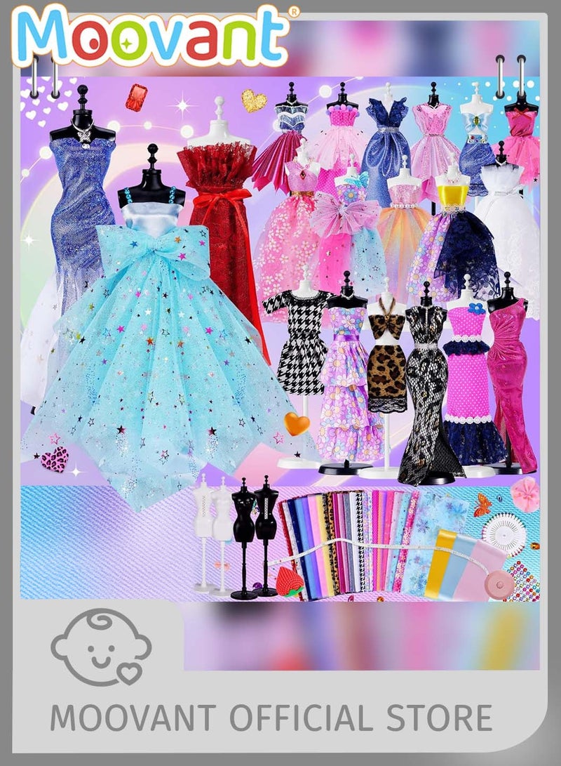 Moovant 500PCS Fashion Designer Kit for Girls, DIY Craft & Art Design Tool Set for Kids, Toy Doll Clothing Sewing Kit - Image 1