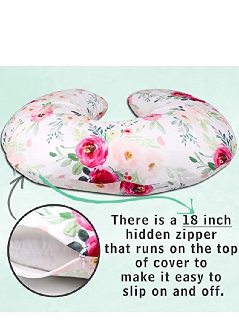 Pillow CoverFloral, Nursing Pillow Case for Newborn, Petal Floral Pattern Slipcover, Washable Breathable, Watercolor Flower - Image 4