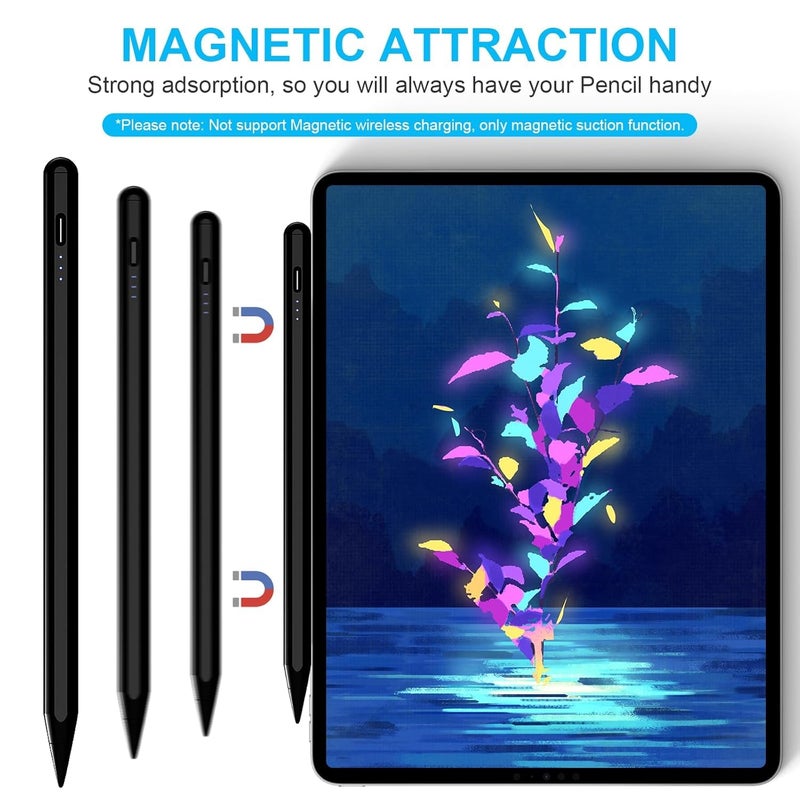 Kingone Upgraded iPad Pencil, Ultra High Precision, Sensitivity, Palm Rejection, Prevents False ON/Off Touch, Power Display, Tilt Sensitivity, Magnetic Adsorption for iPad 2018 and Later, Black - Image 4