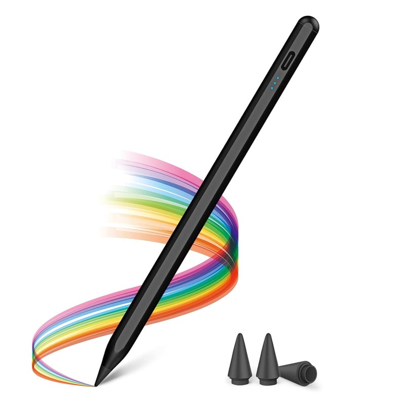 Kingone Upgraded iPad Pencil, Ultra High Precision, Sensitivity, Palm Rejection, Prevents False ON/Off Touch, Power Display, Tilt Sensitivity, Magnetic Adsorption for iPad 2018 and Later, Black - Image 1