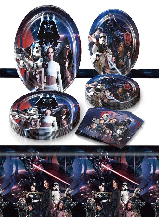 Omto 41Pack Star War Party Supplies include 20 plates, 20 napkins 1 Tablecloth for Star War birthday party decoration - Image 1