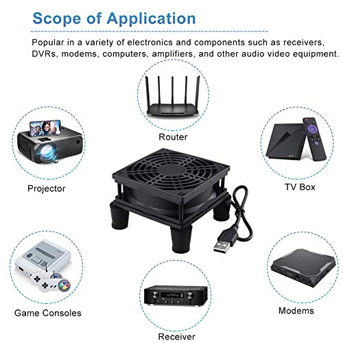GDSTIME Quiet 80mm USB Router Cooler Fan with Speed Controller, DC 5V Brushless Computer Case Fan for Modem Mini PC TV Box DVR PlayStation Xbox Computer Cabinet Cooling - Image 4