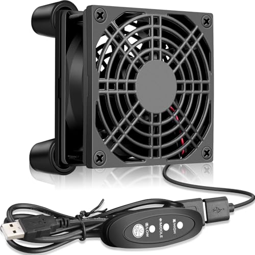 GDSTIME Quiet 80mm USB Router Cooler Fan with Speed Controller, DC 5V Brushless Computer Case Fan for Modem Mini PC TV Box DVR PlayStation Xbox Computer Cabinet Cooling - Image 1