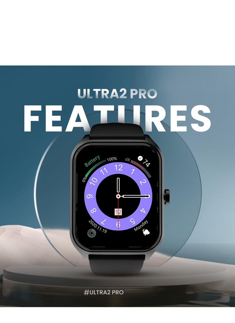 HiFuture FutureFit Ultra2 Pro 1.78" AMOLED Display, Bluetooth Calling, Sleep & Health Fitness Tracking, IP68 Waterproof, Long Battery Life - Black